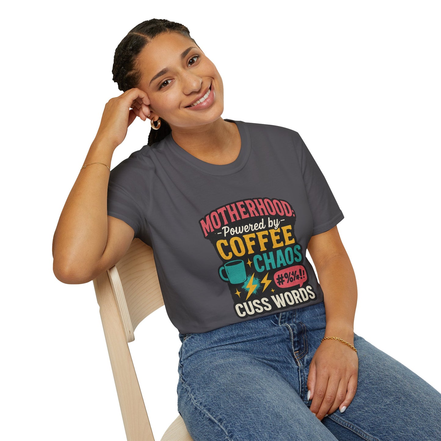 Motherhood Fuel – Coffee, Chaos & Cuss Words Tee