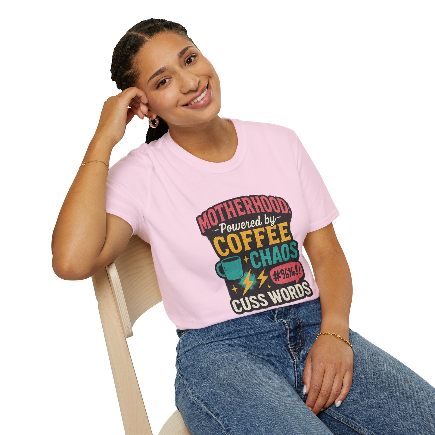 Motherhood Fuel – Coffee, Chaos & Cuss Words Tee