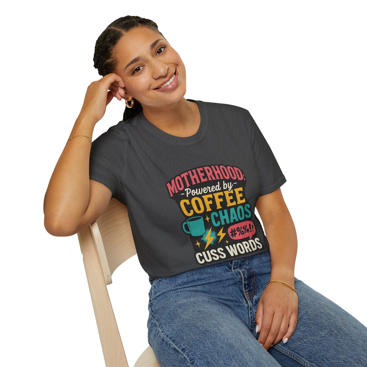 Motherhood Fuel – Coffee, Chaos & Cuss Words Tee