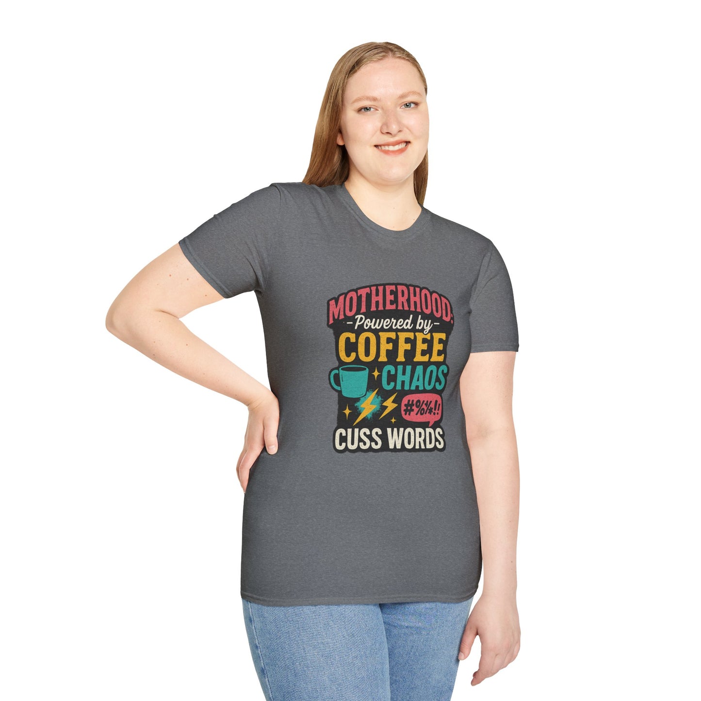 Motherhood Fuel – Coffee, Chaos & Cuss Words Tee