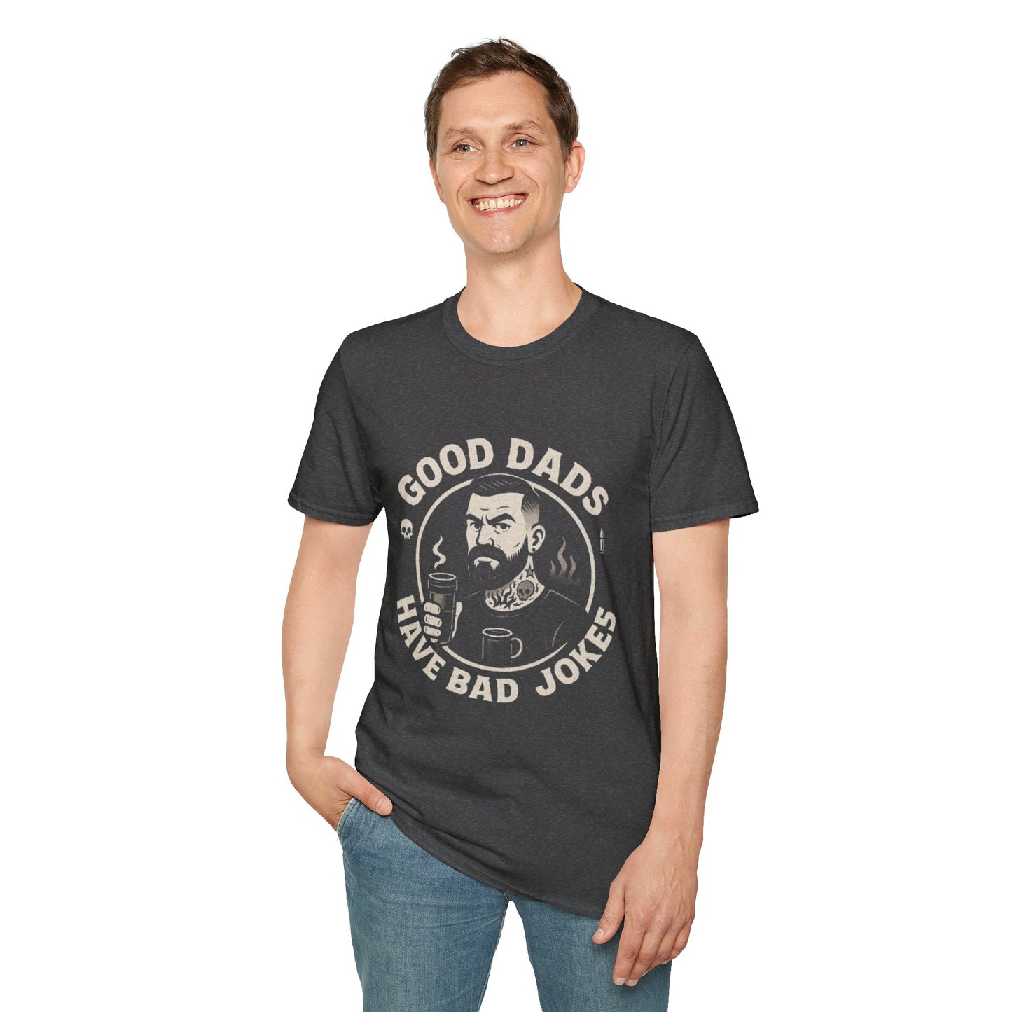 Good Dads Have Bad Jokes Tee – Tattooed Dad Edition