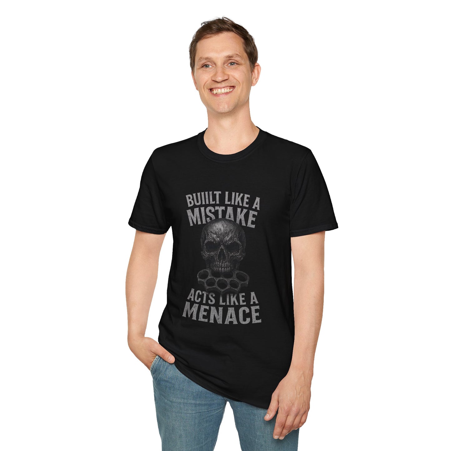Menace Skull Graphic T-Shirt, Casual Unisex Tee, Funny Gift for Friends, Perfect for Birthdays, Halloween, Everyday Wear