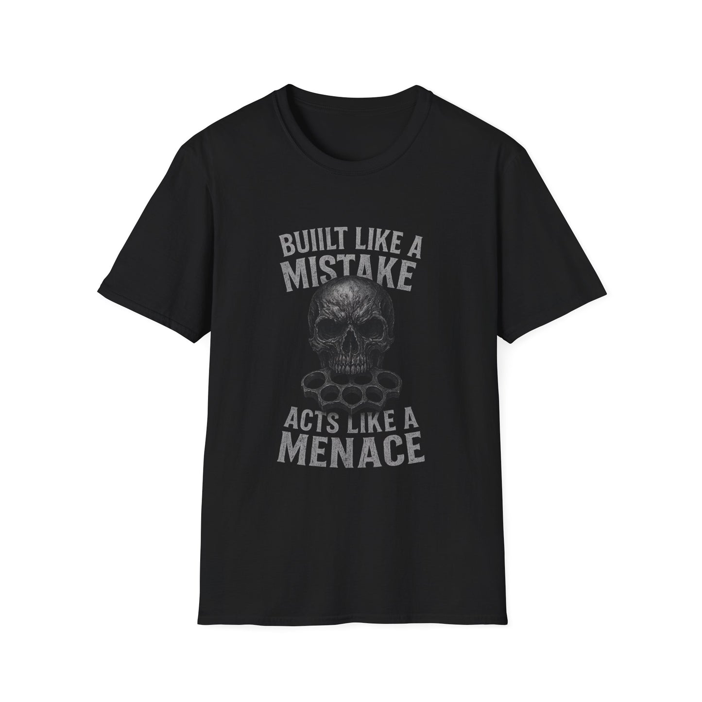 Menace Skull Graphic T-Shirt, Casual Unisex Tee, Funny Gift for Friends, Perfect for Birthdays, Halloween, Everyday Wear