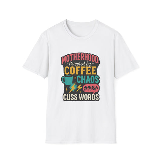 Motherhood Fuel – Coffee, Chaos & Cuss Words Tee