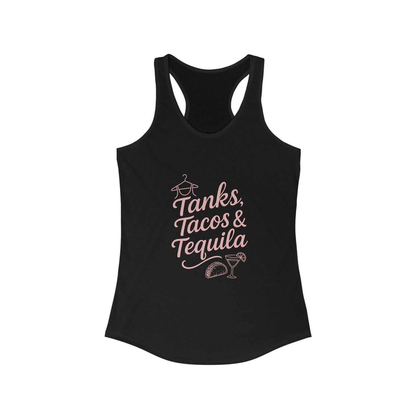 Tanks, Tacos & Tequila Women's Racerback Tank - Perfect for Summer Parties, Beach Days, Tequila Lovers, Casual Outfits, and Gifts