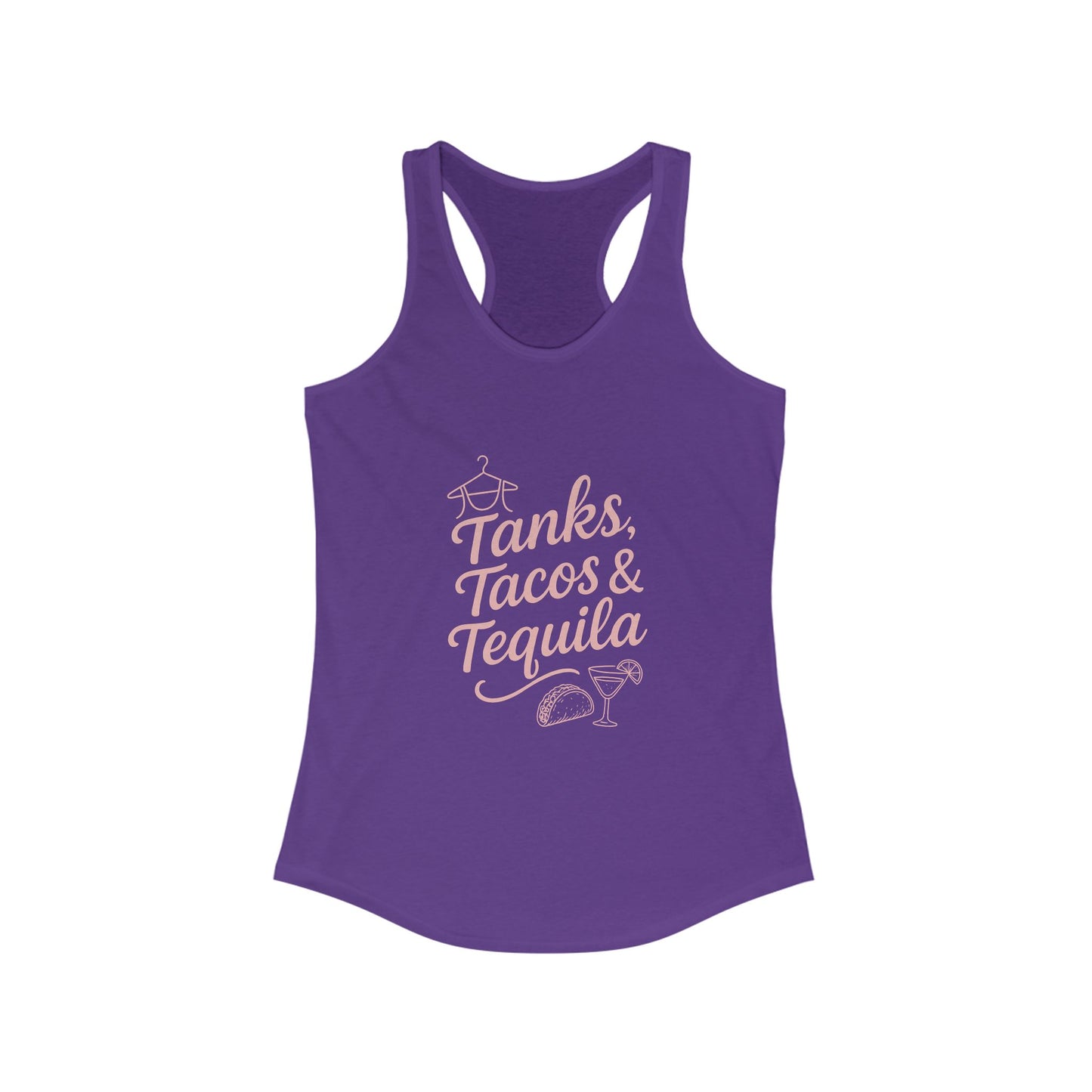 Tanks, Tacos & Tequila Women's Racerback Tank - Perfect for Summer Parties, Beach Days, Tequila Lovers, Casual Outfits, and Gifts